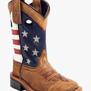 Cody James Kids American Flag Pull-On Cowboy Boots - Brown & Navy